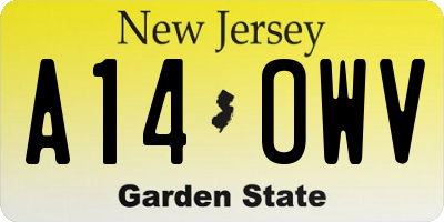 NJ license plate A14OWV