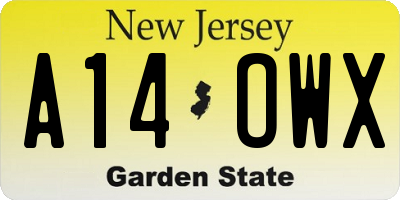 NJ license plate A14OWX