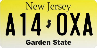 NJ license plate A14OXA