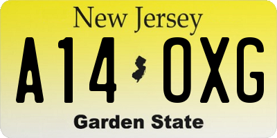 NJ license plate A14OXG