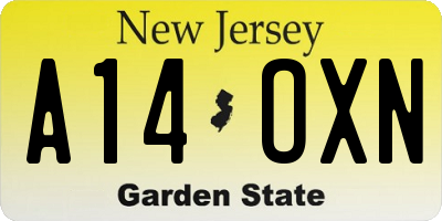 NJ license plate A14OXN