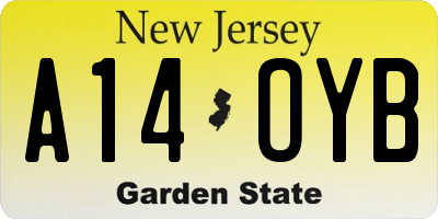 NJ license plate A14OYB