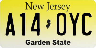 NJ license plate A14OYC