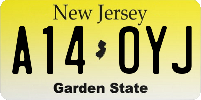 NJ license plate A14OYJ