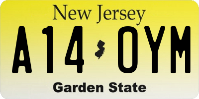 NJ license plate A14OYM