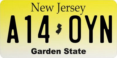 NJ license plate A14OYN