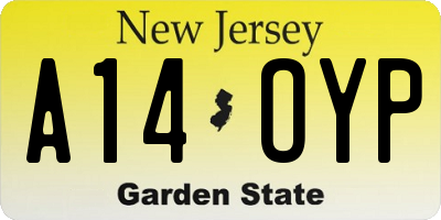 NJ license plate A14OYP