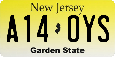 NJ license plate A14OYS