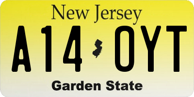 NJ license plate A14OYT