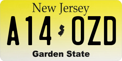 NJ license plate A14OZD
