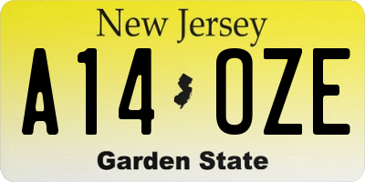 NJ license plate A14OZE