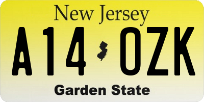 NJ license plate A14OZK