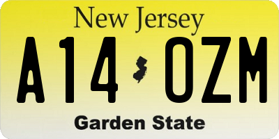 NJ license plate A14OZM