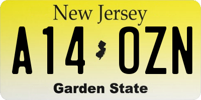 NJ license plate A14OZN