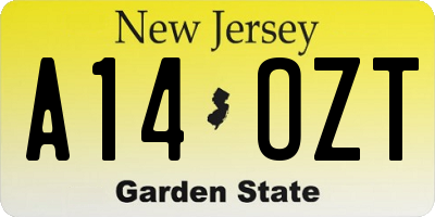 NJ license plate A14OZT