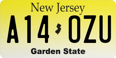 NJ license plate A14OZU
