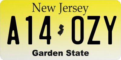 NJ license plate A14OZY