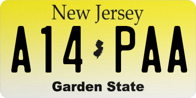 NJ license plate A14PAA