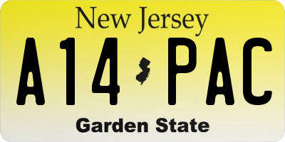 NJ license plate A14PAC