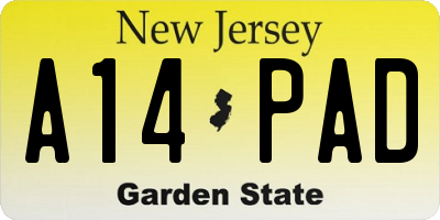 NJ license plate A14PAD