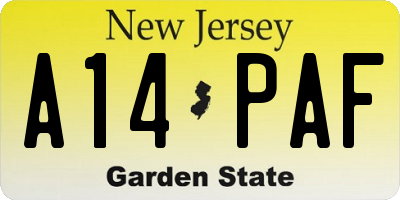 NJ license plate A14PAF