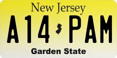 NJ license plate A14PAM