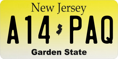 NJ license plate A14PAQ