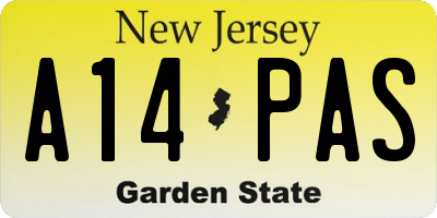 NJ license plate A14PAS