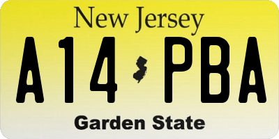 NJ license plate A14PBA