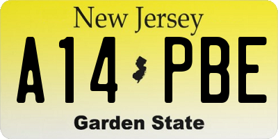 NJ license plate A14PBE