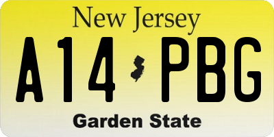 NJ license plate A14PBG