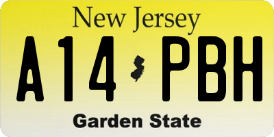 NJ license plate A14PBH