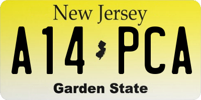 NJ license plate A14PCA