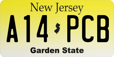 NJ license plate A14PCB