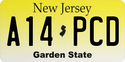 NJ license plate A14PCD