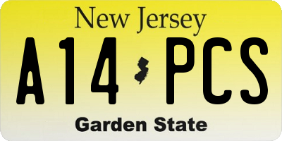 NJ license plate A14PCS