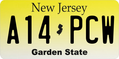 NJ license plate A14PCW
