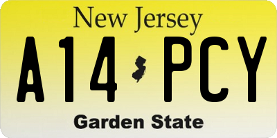 NJ license plate A14PCY