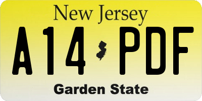 NJ license plate A14PDF
