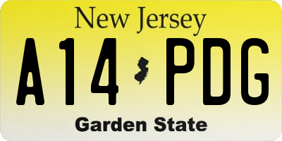 NJ license plate A14PDG
