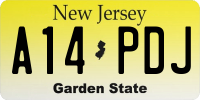 NJ license plate A14PDJ