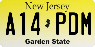 NJ license plate A14PDM