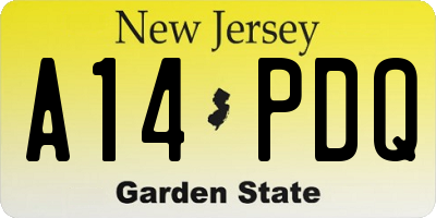 NJ license plate A14PDQ