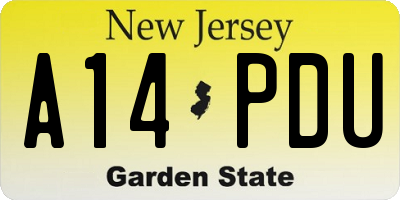 NJ license plate A14PDU