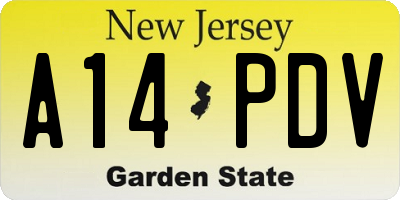 NJ license plate A14PDV