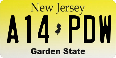 NJ license plate A14PDW