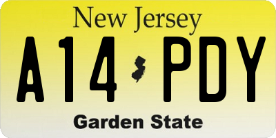 NJ license plate A14PDY
