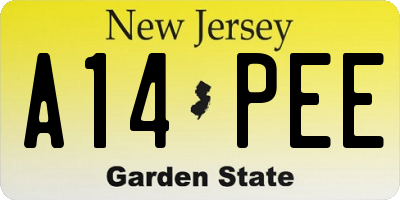 NJ license plate A14PEE