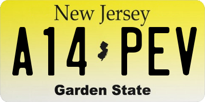 NJ license plate A14PEV