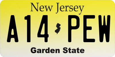 NJ license plate A14PEW